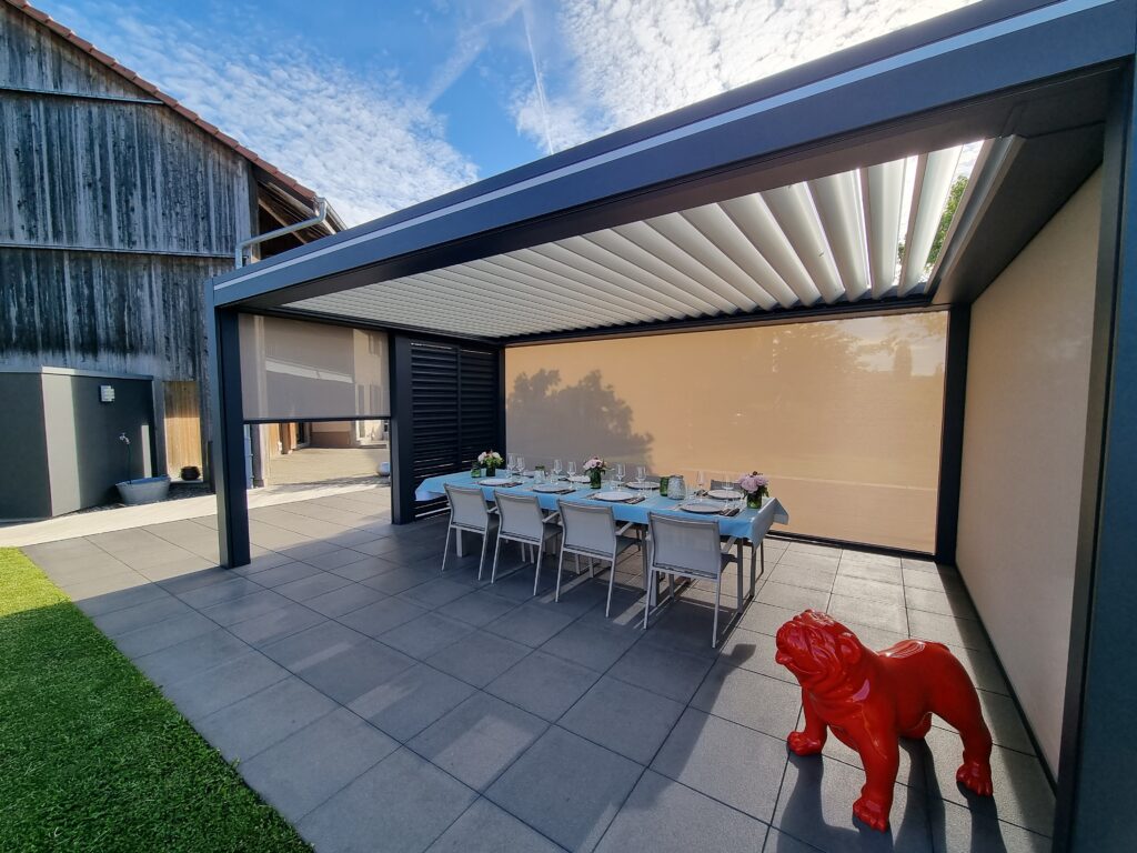 Pergola bioclimatique en aluminium sur terrasse - Art Home Alu