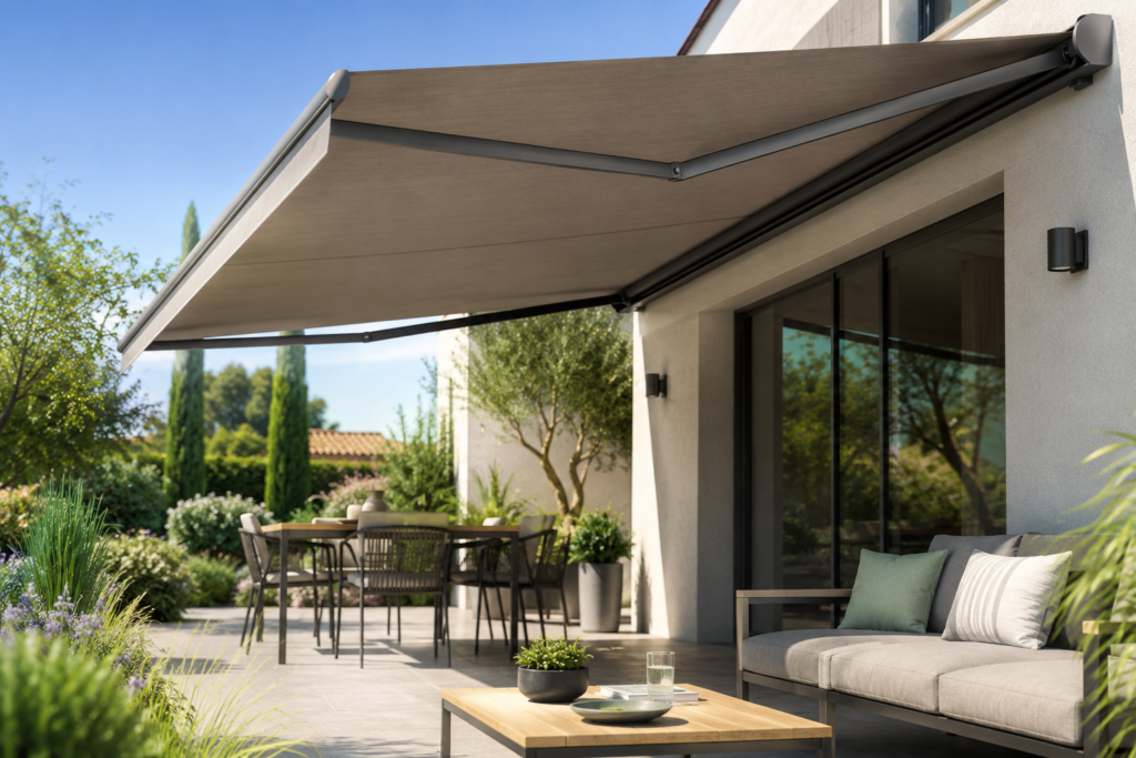 Terrasse avec un store banne